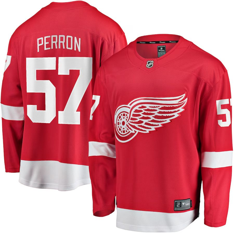 Men Detroit Red Wings #57 David Perron Fanatics Branded Red Home Breakaway Player NHL Jersey